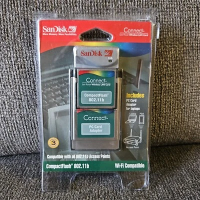 SanDisk Connect Low Power Wireless LAN Card w/ PC Adapter 802.11B SDWCFB-000-768 - Image 1 of 3