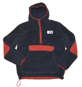 Maglione uomo vintage THE NORTH FACE blu navy in pile con cappuccio MEDIA - Foto 1 di 7