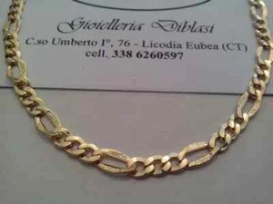 COLLAR FIGARO GOURMETTE ORO MACIZO 18K 3/4mm ANCHO 19.69" ALTERNATIVO 3+1 - Imagen 1 de 10