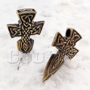 EDC Hand-Casted Pendant Charm Bead CELTIC CROSS KNIFE for Paracord Lanyard CooB