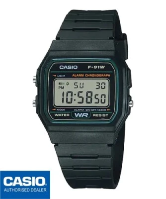 CASIO F-91W-3DG⎪F-91W-3D⎪F-91W-3⎪Original⎪CASIO Collection⎪NEGRO⎪Verde - Immagine 1 di 4