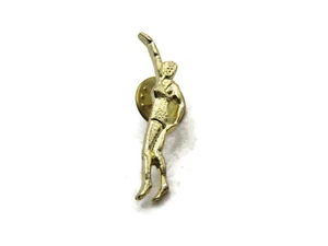 Woman Swimmer Pin Textured Gold Tone - Picture 1 of 4
