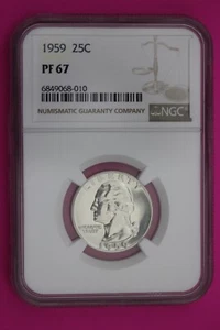 1959 PF 67 Proof Washington Silver Quarter NGC Certified Graded Authentic 254 - Picture 1 of 3