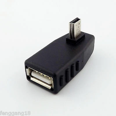Right Angled 90° Mini USB 5-Pin B Male To USB 2.0 Type A Female OTG Host Adapter - Image 1 of 4