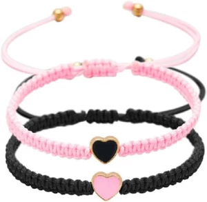Set of 2 Colorful Heart Beaded Matching Bracelets for Couples and Friendships Pi - Picture 1 of 12