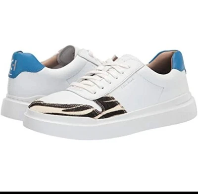 Tênis Feminino Cole Haan Grandpro Rally Court Tamanho 5 B W21916 Branco/Zebra/Azul - Imagem 1 de 4