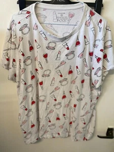 PRIMARK Printed Tee White With Lipstick/Ring Patten Print Size 22/24 2XL - Picture 1 of 3