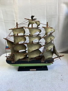 Antique Vintage US Whaling Ship Clipper 1846 Model Wood 12x12” - Picture 1 of 15