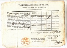 LL143-STATO PONTIFICIO-UMBRIA-TREVI RARA BOLLA DI SANITA' SU FEDE