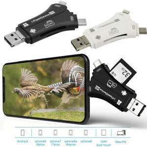 SD Card Reader for iPhone/Android 4 in1 Micro SD Card Reader Trail Camera Viewer