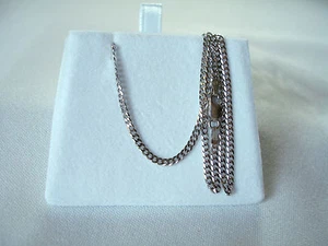 10k White Gold 'Flat Curb' Link Chain - 18 Inch - Picture 1 of 8