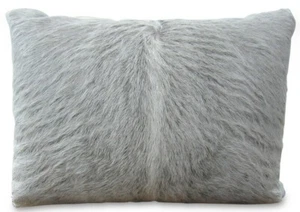 Almohada de piel de becerro gris - 14x18" gris/marrón almohada de piel de becerro #217 - Imagen 1 de 7