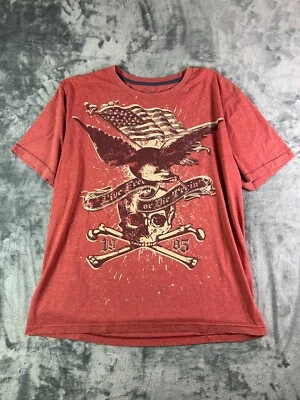 Camiseta Y2K Tommy Hilfiger XLT Gráfica Águila Roja Calavera Patriótica Grunge Foto 1 de 4