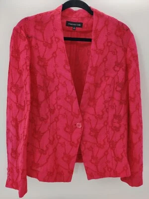Chaqueta sin cuello Jones New York para mujer rosa Burnout de un botón talla 16 Foto 1 de 4