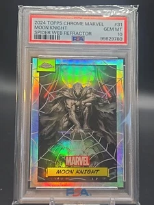 2024 Topps Chrome Marvel Moon Knight Spider Web Refractor/399 PSA 10 Low Pop - Imagen 1 de 2