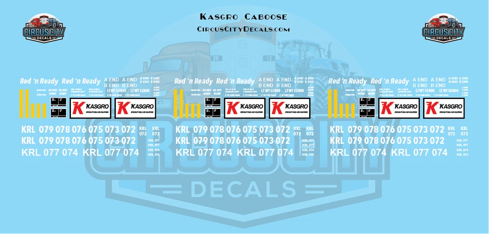 Kasgro Caboose Red'N'Ready HO 1:87 Scale Decals - Image 1 of 1