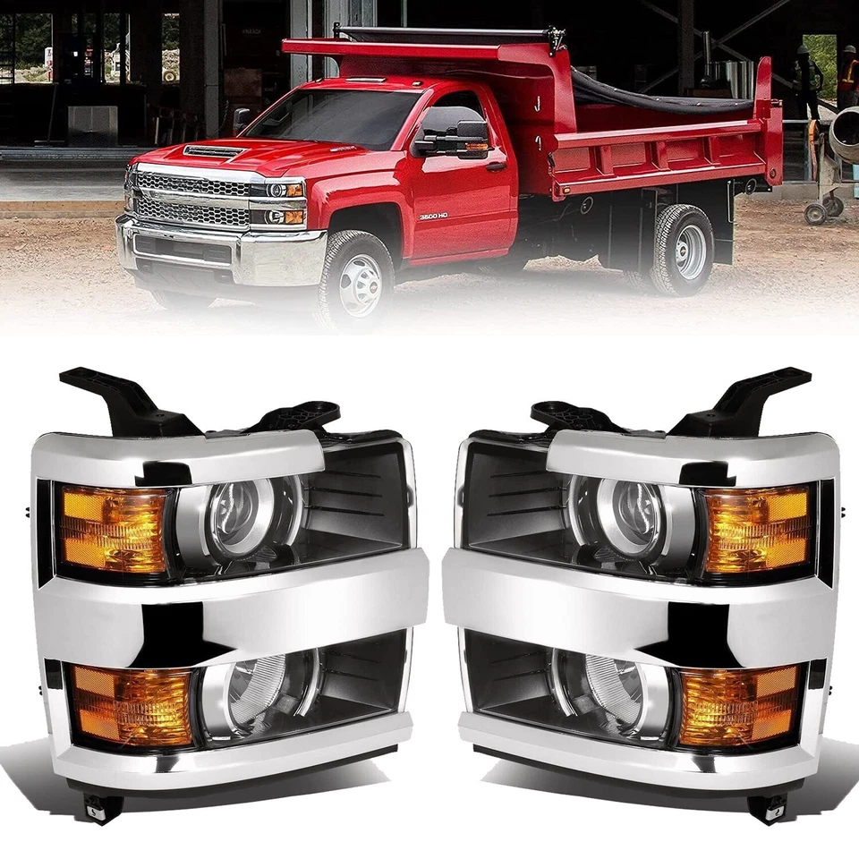 Headlights fit 2015-2019 chevy Silverado 2500 HD 3500 HD Headlamp Left + Right - Image 1 of 4