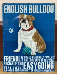 English Bulldog - Vintage Style Metal Wall Hanging Dog Sign - Picture 1 of 1