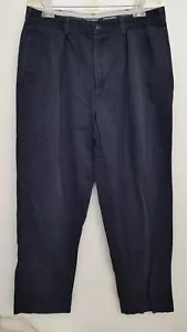 Polo Golf Mens Vintage Pants 33 x33 Blue Pleated Front 100% Cotton Made In USA - Picture 1 of 7