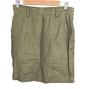 Falda Ann Taylor Verde Oliva 100% Lino Talla 10 Minimalista Chic Vintage Años 90 Verano - Imagen 1 de 13