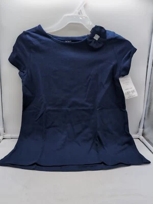 Carters Girls Size 6 Navy Blue Short Sleeve Shirt With Bow - Image 1 of 4