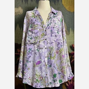 Camicia blusa Anthropologie Romi viola floreale più 3X - Foto 1 di 16