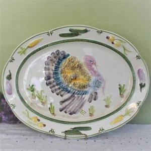 Thanksgiving Turkey Platter Weiss Brazil 18 inch Eggplant Onion Carrot Vintage - Picture 1 of 5