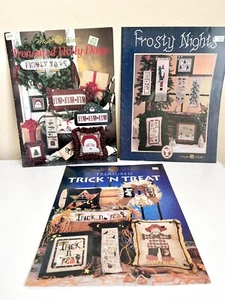 3 Mill Hill cross stitch pattern chart leaflets Christmas Halloween Frosty Night - Picture 1 of 9