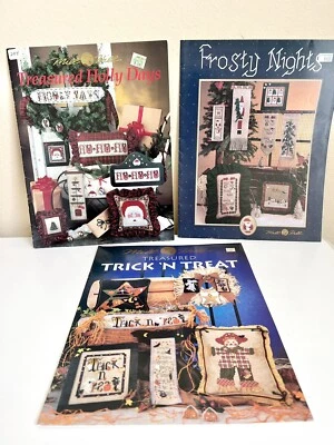 3 Mill Hill cross stitch pattern chart leaflets Christmas Halloween Frosty Night - Image 1 of 4