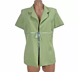 Vintage 90s y2k No Boundaries Short Sleeve Pastel Green Tie Front Blazer Jacket - Picture 1 of 9
