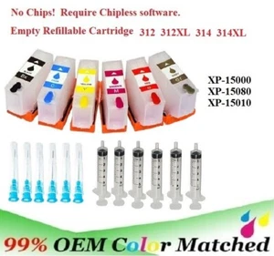 312XL 314XL XP15000 Refillable Ink Cartridge No Chip for XP-15000 XP-15010 - Picture 1 of 9