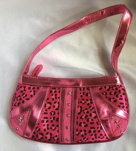 GIRLS FUCHSIA METALLIC AND ANIMAL PRINT HOBO PURSE MSRP $15-NEW - Picture 1 of 5
