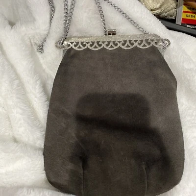 Bolsa de camurça vintage cinza escuro - Imagem 1 de 4