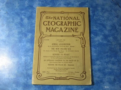 ANTIQUE NATIONAL GEOGRAPHIC January 1907 AERIAL LOCOMOTION New Inland Sea PEARY - Image 1 of 4