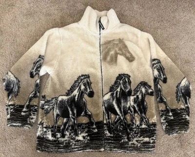 Винтажный черный горы открытый диких лошадей коричневый шерпа флисовая куртка женщин средний - Изображение 1 из 4