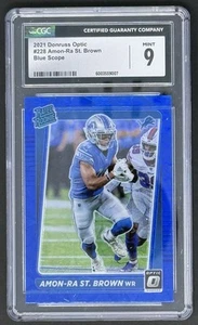 2021 Panini Donruss Optic RR Blue Scope Prizm Amon-Ra St. Brown #228 CGC 9 - Picture 1 of 2
