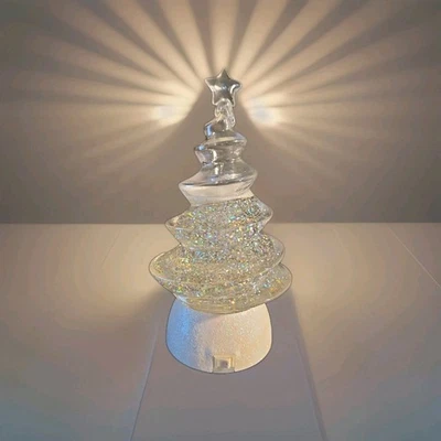 Christmas Tree Snow Globe Color Changing Swirling Glitter Hallmark Style 8.5" - Image 1 of 4
