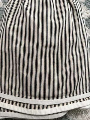 Lauren Ralph Lauren QUEEN Tan/Black Striped Ticking Cotton Bedskirt Dust Ruffle - Image 1 of 4
