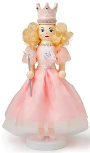 Wooden Christmas Nutcracker, 14", WHITE FEMALE FAIRY IN PINK DRESS WITH WAND,Mac - Picture 1 of 5