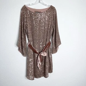 Anthropologie Dress Women Large Sequin Pink Formal Starling Rose Gold C3 - Picture 1 of 12