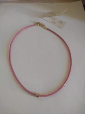 Kate Spade Pink  Leather Chooker Hollow Heart Pendant Necklace 15" - Image 1 of 4