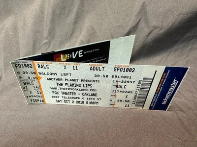 2 Flaming Lips Concert Tickets Oakland Fox Theater Oct 2 2010 alternative alt - Image 1 of 2