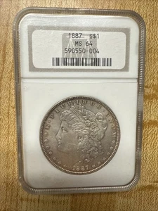 1887 Morgan Silver Dollar NGC MS64 S$1 Philadelphia Mint Old Fatty Case - Bild 1 von 4