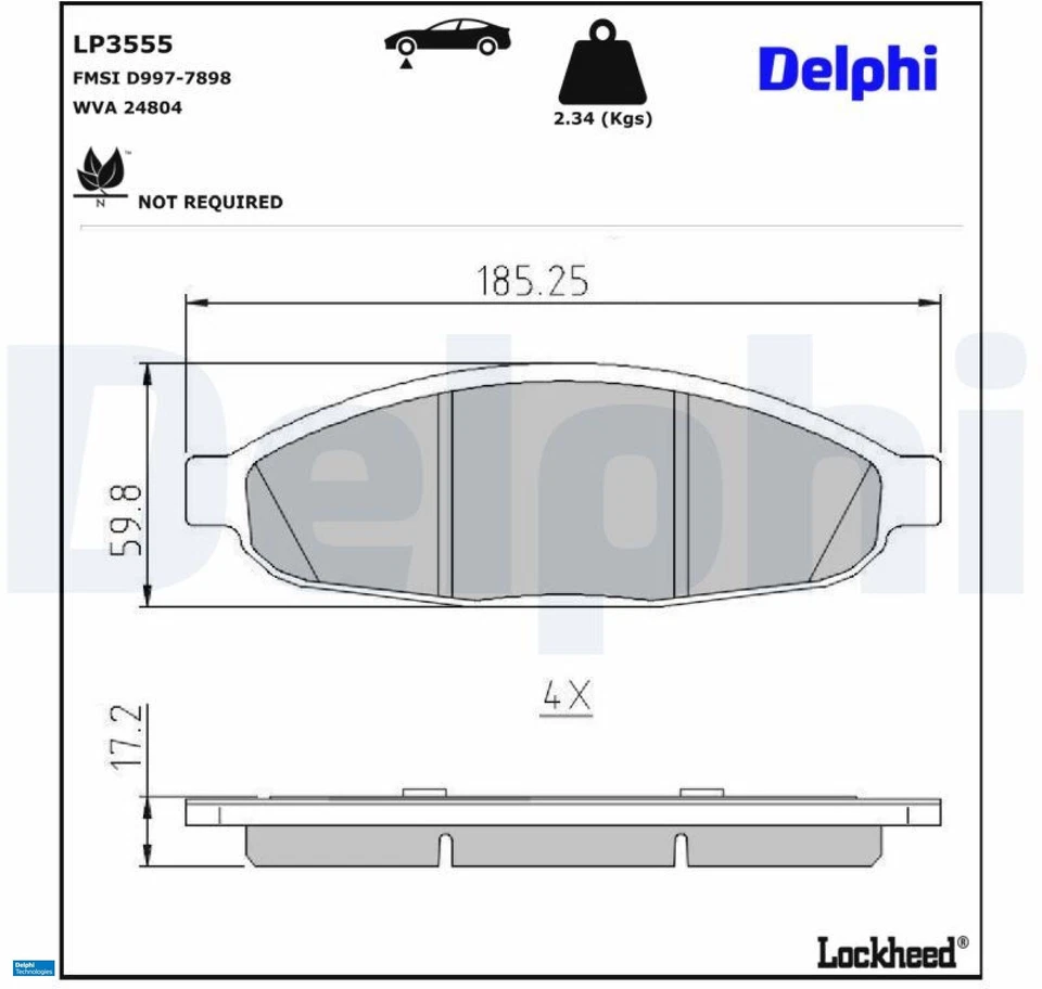 Delphi LP3555 Bremsbelagsatz für Scheibenbremse Bremsbelagsatz für Chrysler  - Bild 1 von 1