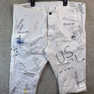 Polo Ralph Lauren Military G.I. Chino Pants Men *38x27 White Jeans LE Navy Hem - Picture 1 of 19