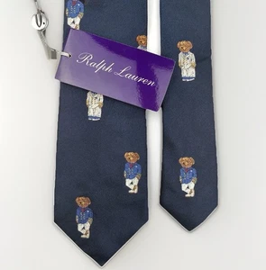 Neu mit Etikett Ralph Lauren Purple Label Polo Bear Krawatte Krawatte 100 % Seide marineblau hergestellt in Italien - Bild 1 von 18
