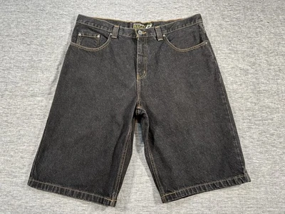 Anchor Blue Baggy Shorts Mens 38 Black Jean Jorts Y2k Skateboarding Streetwear - Image 1 of 4
