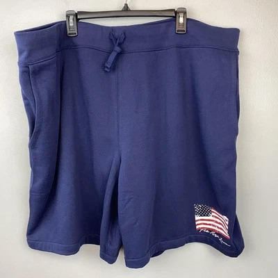 Polo Ralph Lauren Shorts Mens 5XB Navy Flag Drawstring Lounge Fleece New Tags - Image 1 of 4