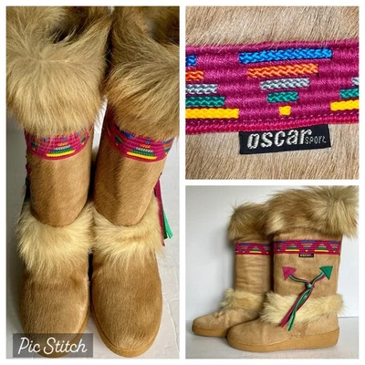 Bota de esquí Oscar Sport Italia Elisa Fox Fur Apres para mujer 40 azteca tostado rosa verde azulado usada en excelente estado Foto 1 de 4