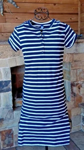 Old Navy Women's Striped Shift Dress size XS Henley Midi Nautical Coastal Cotton - Picture 1 of 8